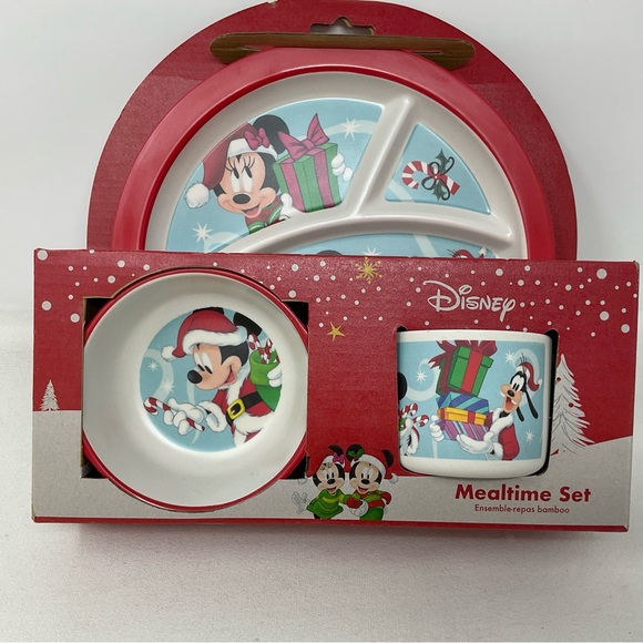 Disney Christmas Mickey Mouse Dinnerware Set Plate, Bowl, Cup Melamine - Picture 3 of 6